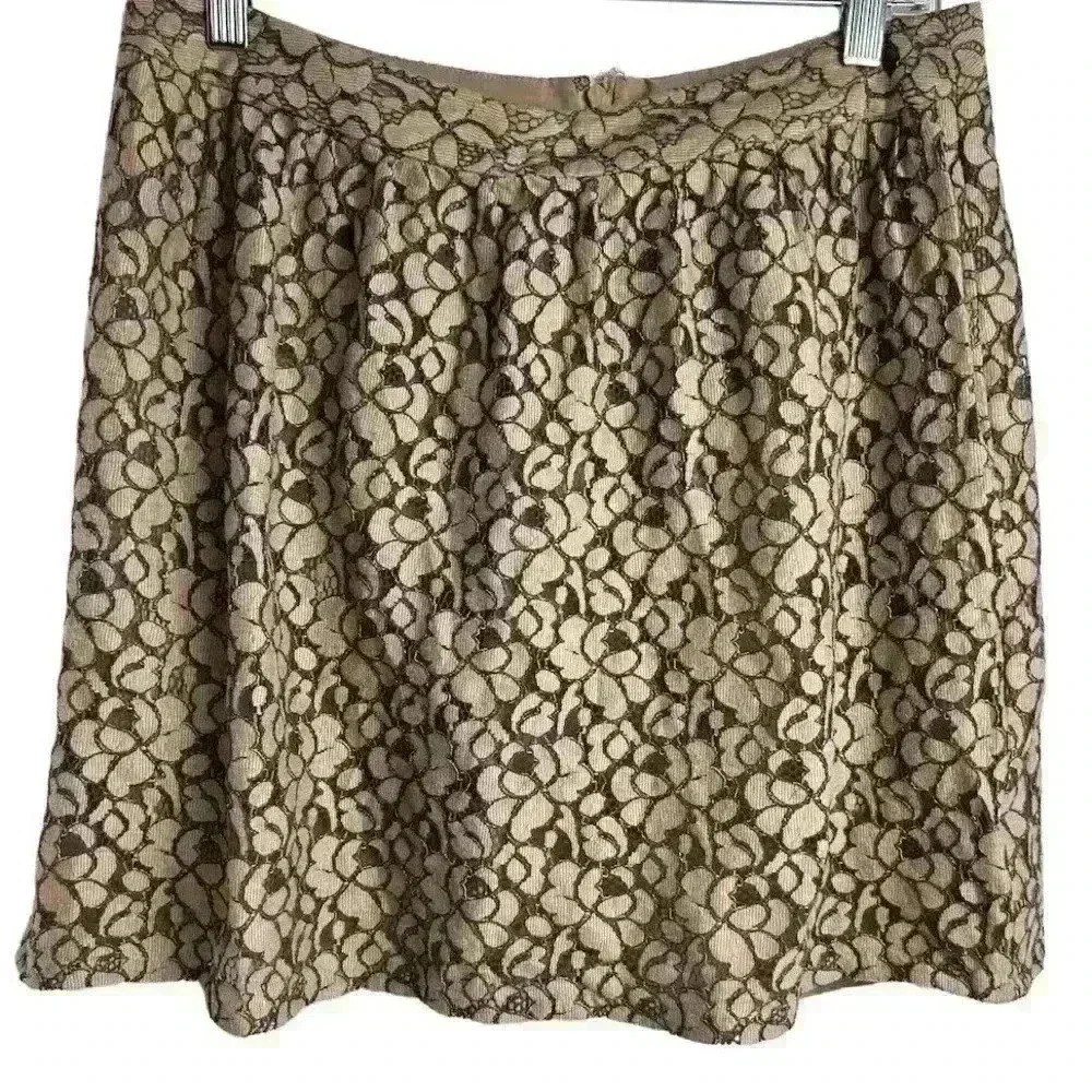 Banana Republic Women's Size 4 Beige Floral Lace A-Line Short Skirt